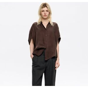 BIMBA Y LOLA Dark brown fluid cape shirt DARK BROWN BIMBA Y LOLA Dark brown fluid cape shirt DARK BROWN