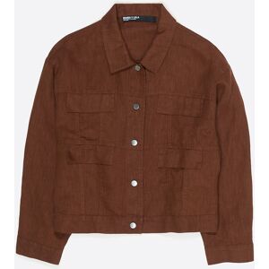 BIMBA Y LOLA Brown linen boxy jacket WASHED BROWN BIMBA Y LOLA Brown linen boxy jacket WASHED BROWN