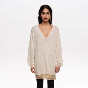 BIMBA Y LOLA Ivory cotton V-neck sweater IVORY L adult BIMBA Y LOLA Ivory cotton V-neck sweater IVORY L adult