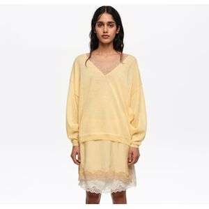 BIMBA Y LOLA Long light yellow cotton linen lace jumper LIGHT YELLOW BIMBA Y LOLA Long light yellow cotton linen lace jumper LIGHT YELLOW