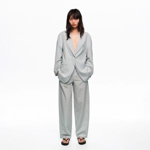 BIMBA Y LOLA Light gray oversize tailored jacket with stripes LIGHT GREY BIMBA Y LOLA Light gray oversize tailored jacket with stripes LIGHT GREY