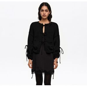BIMBA Y LOLA Black ruched tie cardigan BLACK BIMBA Y LOLA Black ruched tie cardigan BLACK