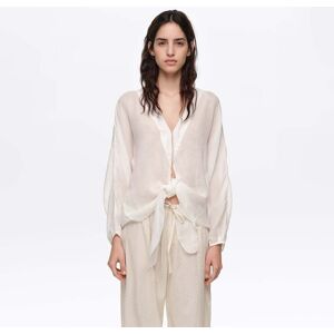 BIMBA Y LOLA White ramie maxi bow cape shirt WHITE ML adult BIMBA Y LOLA White ramie maxi bow cape shirt WHITE ML adult