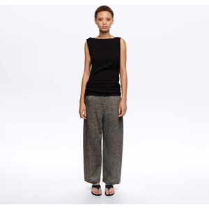 BIMBA Y LOLA Grey cotton linen barrel leg trousers GREY 36 adult BIMBA Y LOLA Grey cotton linen barrel leg trousers GREY 36 adult