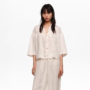 BIMBA Y LOLA White linen shirt with ties and lace WHITE BIMBA Y LOLA White linen shirt with ties and lace WHITE
