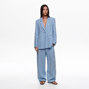 BIMBA Y LOLA Light blue striped washed tailored linen jacket LIGHT BLUE BIMBA Y LOLA Light blue striped washed tailored linen jacket LIGHT BLUE