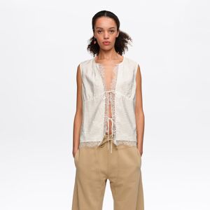 BIMBA Y LOLA White short-sleeve shirt with lace and ties WHITE BIMBA Y LOLA White short-sleeve shirt with lace and ties WHITE