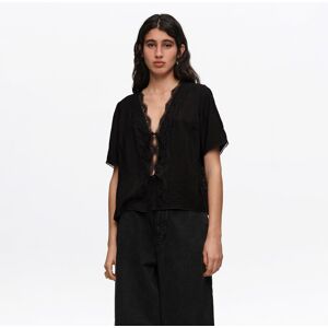 BIMBA Y LOLA Black lace-up shirt with lace BLACK BIMBA Y LOLA Black lace-up shirt with lace BLACK