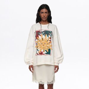 BIMBA Y LOLA Ivory toweling Sun logo sweatshirt IVORY XS adult BIMBA Y LOLA Ivory toweling Sun logo sweatshirt IVORY XS adult