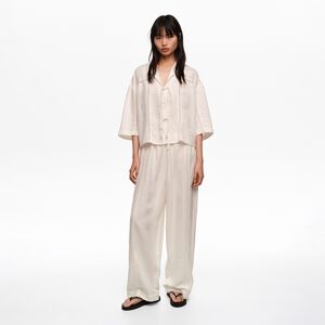 BIMBA Y LOLA Wide white linen lace trousers WHITE BIMBA Y LOLA Wide white linen lace trousers WHITE