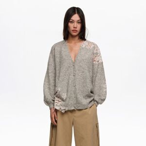 BIMBA Y LOLA Light gray long lace cardigan LIGHT GREY BIMBA Y LOLA Light gray long lace cardigan LIGHT GREY