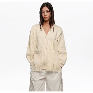 BIMBA Y LOLA Ivory fringed knit cardigan IVORY BIMBA Y LOLA Ivory fringed knit cardigan IVORY