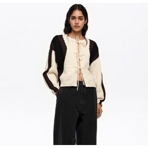 BIMBA Y LOLA Ivory tricolor tie cardigan IVORY BIMBA Y LOLA Ivory tricolor tie cardigan IVORY