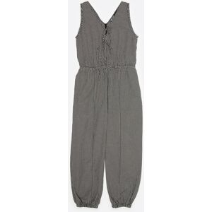 BIMBA Y LOLA Black checked baggy jumpsuit with bows and frayed details BLACK BIMBA Y LOLA Black checked baggy jumpsuit with bows and frayed details BLACK