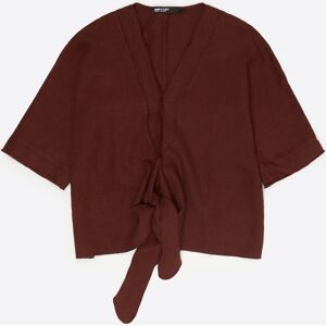 BIMBA Y LOLA Brown linen maxi cape shirt with bow BROWN XSS adult BIMBA Y LOLA Brown linen maxi cape shirt with bow BROWN XSS adult