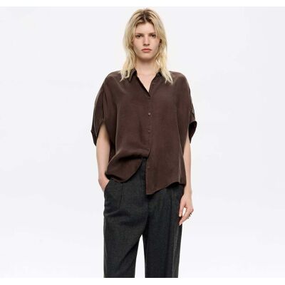 BIMBA Y LOLA Dark brown fluid cape shirt DARK BROWN S adult BIMBA Y LOLA Dark brown fluid cape shirt DARK BROWN S adult
