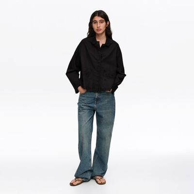BIMBA Y LOLA Black embroidered straight-cut jacket BLACK XS adult BIMBA Y LOLA Black embroidered straight-cut jacket BLACK XS adult