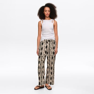 BIMBA Y LOLA White Moon stripes straight-leg trousers with elasticated waist MOON STRIPES WHITE XL adult BIMBA Y LOLA White Moon stripes straight-leg trousers with elasticated waist MOON STRIPES WHITE XL adult