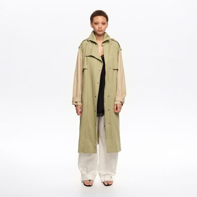 BIMBA Y LOLA Two-tone light green maxi trench LIGHT GREEN XSS adult BIMBA Y LOLA Two-tone light green maxi trench LIGHT GREEN XSS adult