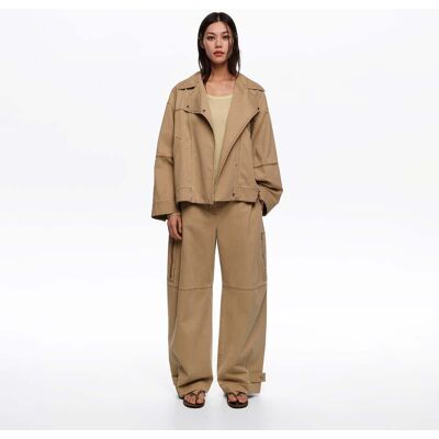 BIMBA Y LOLA Camel cotton adjustable barrel trousers CAMEL 38 adult BIMBA Y LOLA Camel cotton adjustable barrel trousers CAMEL 38 adult
