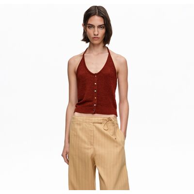 BIMBA Y LOLA Halter top with brown stones BROWN L adult BIMBA Y LOLA Halter top with brown stones BROWN L adult