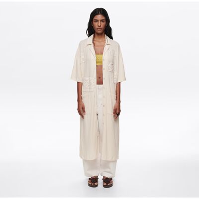 BIMBA Y LOLA Beige shirt dress with crochet details BEIGE XS adult BIMBA Y LOLA Beige shirt dress with crochet details BEIGE XS adult