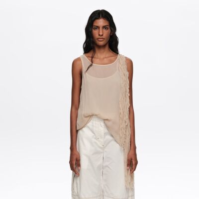 BIMBA Y LOLA Sand strappy top with frayed edge strips SAND S adult BIMBA Y LOLA Sand strappy top with frayed edge strips SAND S adult