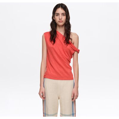 BIMBA Y LOLA Coral linen knot-neckline top CORAL L adult BIMBA Y LOLA Coral linen knot-neckline top CORAL L adult