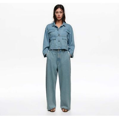 BIMBA Y LOLA WIDE LEG - Light blue washed denim trousers LIGHT DENIM BLUE 34 adult BIMBA Y LOLA WIDE LEG - Light blue washed denim trousers LIGHT DENIM BLUE 34 adult