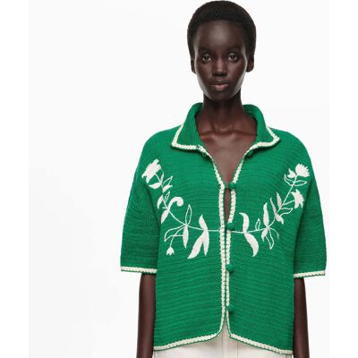 BIMBA Y LOLA Green cotton embroidered knit sweater GREEN ML adult BIMBA Y LOLA Green cotton embroidered knit sweater GREEN ML adult