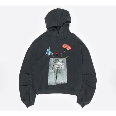 BIMBA Y LOLA Faded black floral logo hoodie WASHED BLACK M adult BIMBA Y LOLA Faded black floral logo hoodie WASHED BLACK M adult