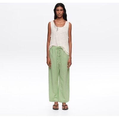 BIMBA Y LOLA Green checked corset-waist trousers GREEN M adult BIMBA Y LOLA Green checked corset-waist trousers GREEN M adult