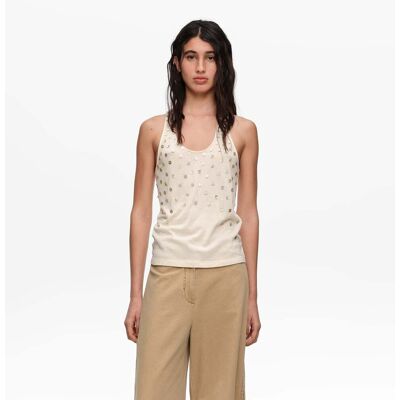 BIMBA Y LOLA Beige top with mother-of-pearl pieces BEIGE S adult BIMBA Y LOLA Beige top with mother-of-pearl pieces BEIGE S adult