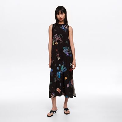 BIMBA Y LOLA Seabed black flowing sleeveless T-shirt dress SEABED BLACK S adult BIMBA Y LOLA Seabed black flowing sleeveless T-shirt dress SEABED BLACK S adult