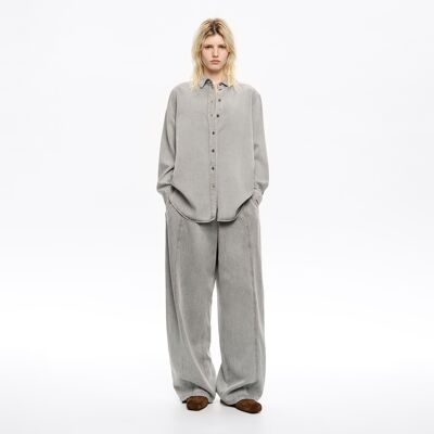 BIMBA Y LOLA Gray fluid wide leg denim trousers GREY XS adult BIMBA Y LOLA Gray fluid wide leg denim trousers GREY XS adult