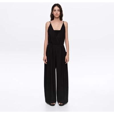 BIMBA Y LOLA Black strappy jumpsuit with gathered inner top BLACK M adult BIMBA Y LOLA Black strappy jumpsuit with gathered inner top BLACK M adult