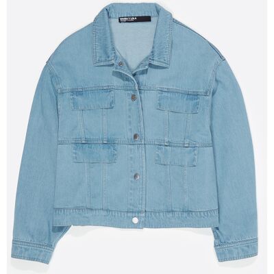 BIMBA Y LOLA Light blue fluid boxy denim jacket LIGHT DENIM BLUE M adult BIMBA Y LOLA Light blue fluid boxy denim jacket LIGHT DENIM BLUE M adult