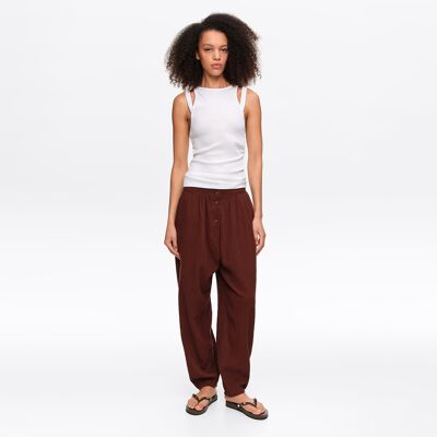 BIMBA Y LOLA Brown textured cotton harem trousers BROWN 38 adult BIMBA Y LOLA Brown textured cotton harem trousers BROWN 38 adult