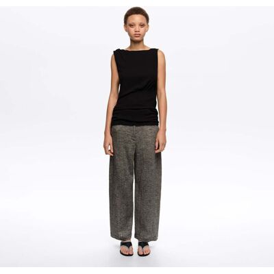 BIMBA Y LOLA Grey cotton linen barrel leg trousers GREY 38 adult BIMBA Y LOLA Grey cotton linen barrel leg trousers GREY 38 adult