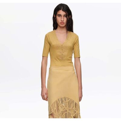 BIMBA Y LOLA Mustard embroidered bodysuit MUSTARD M adult BIMBA Y LOLA Mustard embroidered bodysuit MUSTARD M adult