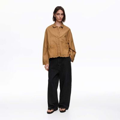 BIMBA Y LOLA Camel embroidered straight-cut jacket CAMEL L adult BIMBA Y LOLA Camel embroidered straight-cut jacket CAMEL L adult