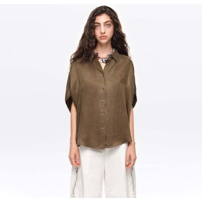 BIMBA Y LOLA Khaki fluid cape shirt KHAKI XS adult BIMBA Y LOLA Khaki fluid cape shirt KHAKI XS adult