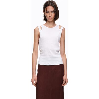 BIMBA Y LOLA White ribbed top with overlapping cross back WHITE XS adult BIMBA Y LOLA White ribbed top with overlapping cross back WHITE XS adult
