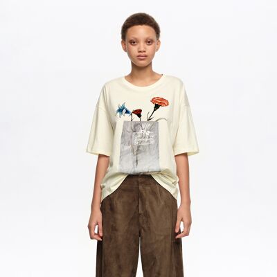 BIMBA Y LOLA Ivory floral logo T-shirt IVORY M adult BIMBA Y LOLA Ivory floral logo T-shirt IVORY M adult