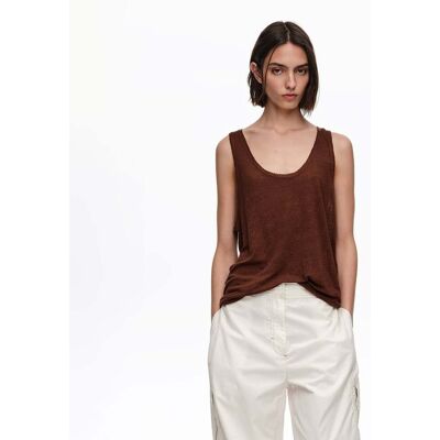 BIMBA Y LOLA Brown washed linen vest top BROWN M adult BIMBA Y LOLA Brown washed linen vest top BROWN M adult