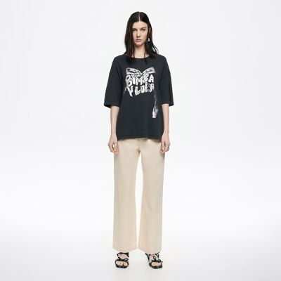BIMBA Y LOLA STRAIGHT CROPPED - Ivory denim ankle-length jeans IVORY 36 adult BIMBA Y LOLA STRAIGHT CROPPED - Ivory denim ankle-length jeans IVORY 36 adult