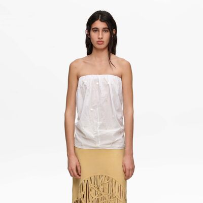 BIMBA Y LOLA White ruched strapless top WHITE XS adult BIMBA Y LOLA White ruched strapless top WHITE XS adult