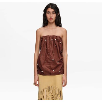 BIMBA Y LOLA Brown ruched strapless top BROWN S adult BIMBA Y LOLA Brown ruched strapless top BROWN S adult