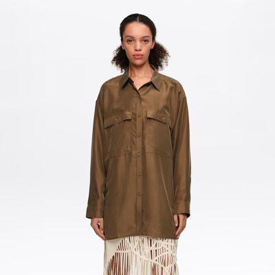 BIMBA Y LOLA Olive oversize silk shirt OLIVE M adult BIMBA Y LOLA Olive oversize silk shirt OLIVE M adult