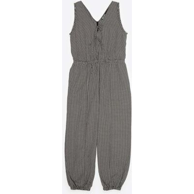 BIMBA Y LOLA Black checked baggy jumpsuit with bows and frayed details BLACK M adult BIMBA Y LOLA Black checked baggy jumpsuit with bows and frayed details BLACK M adult